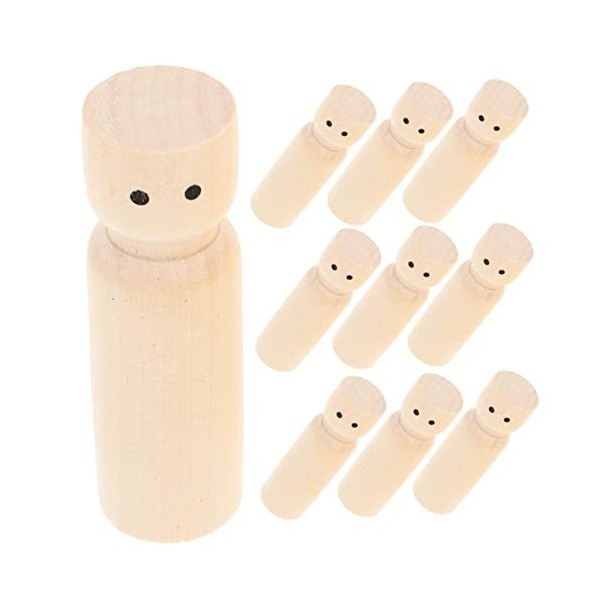 Toyvian 40 Pcs Poupée en Bois Peint Marionnette Ménage Enfant Bois