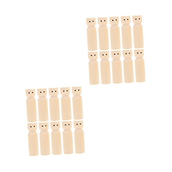 Toyvian 40 Pcs Poupée en Bois Peint Marionnette Ménage Enfant Bois