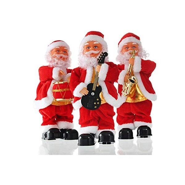 AYDQC SDHUA Père Noël, Père Noël Danser Chanter Jouer Tambour Poupée de Noël Musicale Mobile Figure à Piles Décoration, Cadea