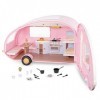 Lori LO37076Z Camping Car Aménagé - Compatible avec Presque Toutes les Poupées Lori de 15,24 cm - Rose Pâle - Dès 3 ans