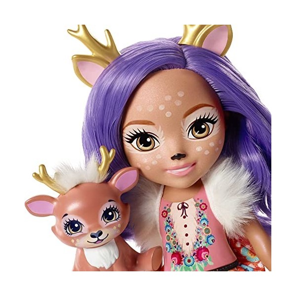 Enchantimals Amis à Câliner grande poupée Danessa Biche 30 cm et figurine animale Sprint, jouet pour enfant, FRH54