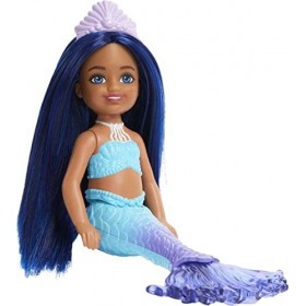 Barbie Mermaid Chelsea - HLC15 - Poupée articulée 15cm - Sirène avec Cheveux Bleu