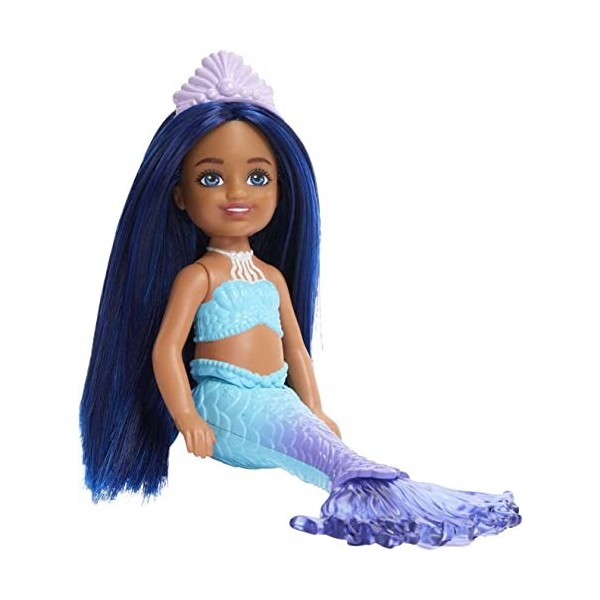 Barbie Mermaid Chelsea - HLC15 - Poupée articulée 15cm - Sirène avec Cheveux Bleu