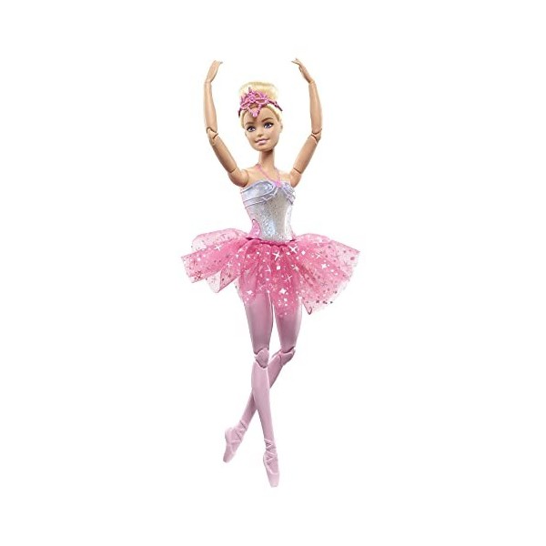 Barbie Poupée Mannequin Dreamtopia Ballerine Lumières Scintillantes, blonde articulée, avec lumière, diadème et tutu rose, Jo