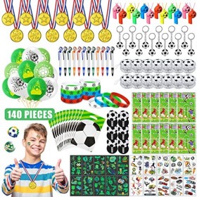 JOYBOY Football Pinata Anniversaire Garcon,140pcs Football Anniversaire Cadeau avec Ballon Football Porte Clés Medailles Brac