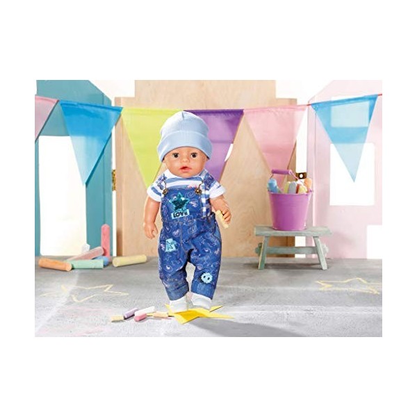 BABY born Deluxe Salopette 43 cm - Pour les Petites Mains, Jeu Créatif Suscite lEmpathie et Améliore les Aptitudes Sociales 