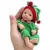 PW TOOLS 5,9 Pouces Reborn Baby Dolls, Reborn Baby Dolls avec Chapeau et Vêtements de Noël, Poupée Miniature en Silicone Soup