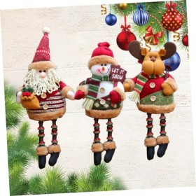 Totority 3Pc Gardiens DÉtagère avec Jambes Pendantes Figurines De Noël Poupée Assise De Noël Ornement De Noël Longues Jambes