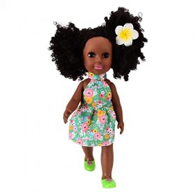 Vakitar Poupée bébé Fille Noire 14 Pouces Jouet de poupées de Jeu en Silicone réaliste Lavable Afro-américain, pour la Maison