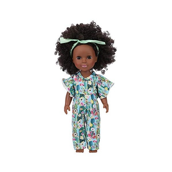 Vakitar Simulation de Cheveux bouclés de Peau Noire Fille Africaine bébé poupée Enfant Jeu de rôle poupée Jouet Cadeau, pour 