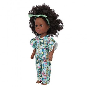 Vakitar Simulation de Cheveux bouclés de Peau Noire Fille Africaine bébé poupée Enfant Jeu de rôle poupée Jouet Cadeau, pour 