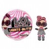 L.O.L. Surprise- Light Glitter Boule 8 Dont 1 poupée pailletée 8cm, phosphorescente, Lampe lumière Noir, Modèles aléatoires à