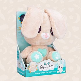 PEEKAPETS Petit Lapin Interactif, Peluche Coucou Caché Amusante et Douce qui Remue les Oreilles et Émet des Lumières et des S