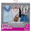 Barbie Fashionistas Kit Vêtements, 2 Tenues pour Poupée dont Robe-Chemise à Rayures, Short en Jeans, Tee-Shirt et Accesssoire