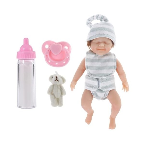 Zceplem Mini poupées Reborn de 15,2 cm, réaliste en silicone avec 3 accessoires, cadeau danniversaire pour filles et garçons