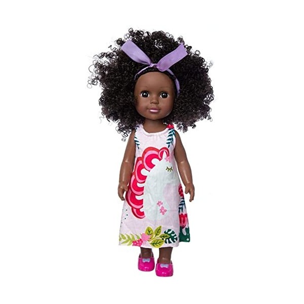 Aeromdale Poupée noire de 35,6 cm avec robe longue, costume pour enfants, vacances, cadeau danniversaire, C