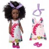 Aeromdale Poupée noire de 35,6 cm avec robe longue, costume pour enfants, vacances, cadeau danniversaire, C