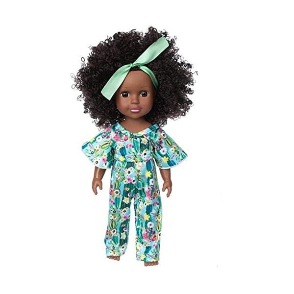 Aeromdale Poupée afro-américaine noire de 35,6 cm avec combinaison, vêtements pour filles, cadeau danniversaire - B