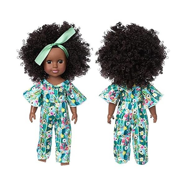 Aeromdale Poupée afro-américaine noire de 35,6 cm avec combinaison, vêtements pour filles, cadeau danniversaire - B