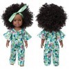 Aeromdale Poupée afro-américaine noire de 35,6 cm avec combinaison, vêtements pour filles, cadeau danniversaire - B