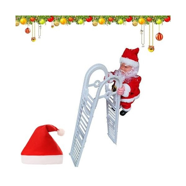 ALLC Electric Chimney Climbing Santa Claus Musical Toys, Climbing Santa on Rope, Electric Climbing Chimney Santa Claus, Famil