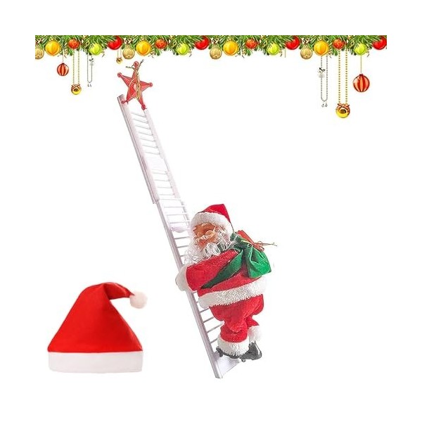 ALLC Electric Chimney Climbing Santa Claus Musical Toys, Climbing Santa on Rope, Electric Climbing Chimney Santa Claus, Famil