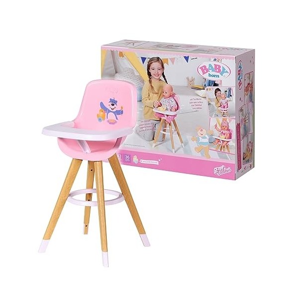 BABY born 829271 Baby Born High Chair Accessory-for Imaginative Play with Doll-Comfortable Seat, Sturdy Table to Eat & Play-A