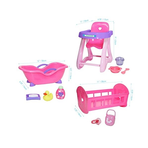 JC TOYS Accessoires pour poupées, 81453, Set de 3 pièces-Rose