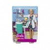 Coffret pour Barbie Dentiste avec sa patiente Blonde + Accessoires - Set Poupee Mannequin + 1 Carte Animaux