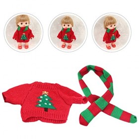 Totority 3 Ensembles De Vêtements De Maison De Poupée Pull De Poupée De Noël Fille Vêtements De Poupée Poupée Tricoté Écharpe
