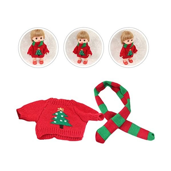 Totority 3 Ensembles De Vêtements De Maison De Poupée Pull De Poupée De Noël Fille Vêtements De Poupée Poupée Tricoté Écharpe