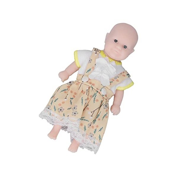 LBEC Poupée bébé, 6 Pouces, Robe Jaune réaliste, poupées en Silicone Souple pour 3 Ans et Plus pour la Maison