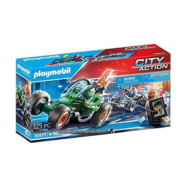 Playmobil 70577 Police Karts de Policier et Bandit - City Action- Les policiers- Kart Police