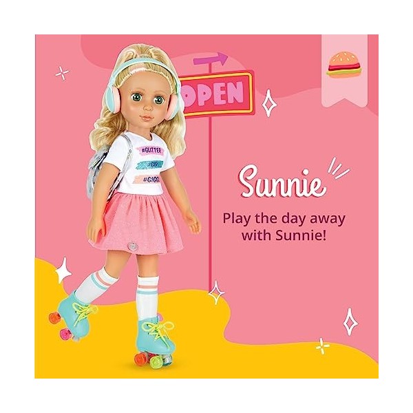 Glitter Girls Fashion 14" Doll W/Roller Skates, Blonde Hair, Sunnie, 62243448278, Normal