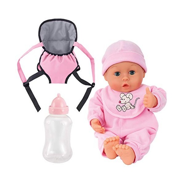Bayer Design Poupon interactif, Poupée, Mon Premier bébé 33 cm, My First Baby avec Porte-poupée et tétine, Corps Souple 93300