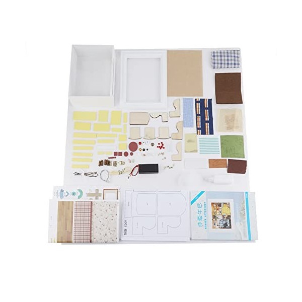 Jenngaoo Bricolage Maison de Poupée, Conception Cadre Photo Kits dArtisanat de Maison Miniature avec Meubles Cadeaux danniv