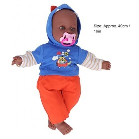 BALRAJ Poupée Bébé Reborn De 16 Pouces avec des Vêtements Cool, Haute Simulation De Peau Noire, Poupée Réaliste en Vinyle ave