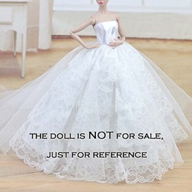 Panda Legends Robe de mariée de poupée de Gaze Blanche à la Main poupée Robe traînante vêtements de poupée pour poupée de 12 