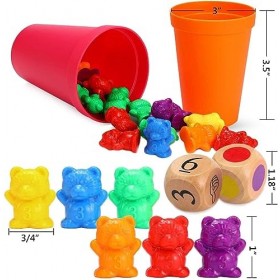 Ucradle 71Pcs Ensemble Jouets pour Comptage et Tri Numéros dActe Compter Les Ours avec Tasses Jeu de Tri Jouet Montessori Ap
