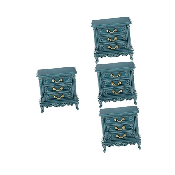 STOBOK 4 Pièces Mini Commode Buffet De Maison De Poupée Mini Poupées Mini-Jouet Modèles Darmoires Miniatures Poitrine Coffre