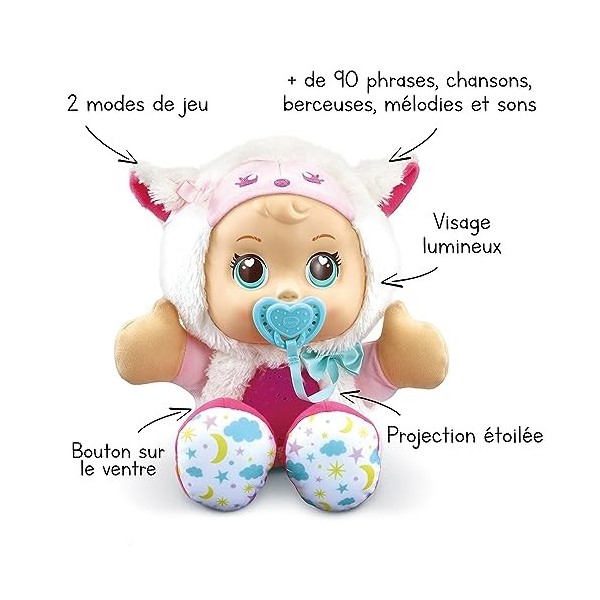 VTech - Little Love, Luna, Ma Poupée Étoiles Magiques, Poupon Câlin, Peluche Veilleuse avec Projection Étoilée, Cadeau Enfant