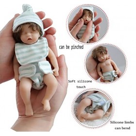 CAMANDY Mini Bebe Reborn Fille 6 Pouces 17cm Réaliste Bébé Reborn Poupée Silicone Plein Corps Fermez Les Yeux Bébé Nouveau - 