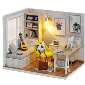 Miniature avec des Meubles de Maison de poupée, CUTEROOM Maison Miniature a Construire kit DIY Dollhouse en Bois Ainsi Que la