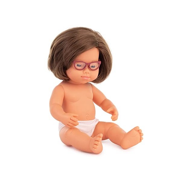 Miniland Baby-Dollar Poupée avec Lunettes de Soleil pour Fille Style décontracté 38 cm