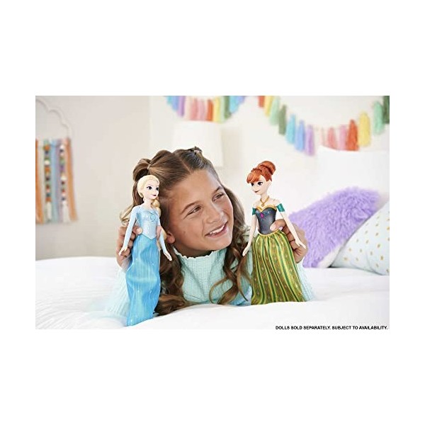 Disney Frozen Poupée Anna chantante, Anna de la Reine des Neiges dans des vêtements signatures, Bouton Chante la Chanson « fo