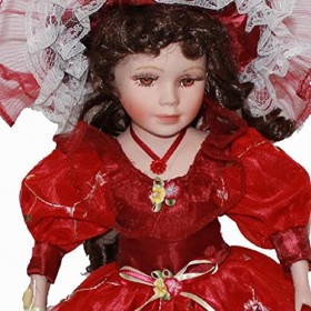 Hellery en Porcelaine Victorienne de 40 Cm avec Décor Daffichage Maison de Chapeau de Robe de Cour Rouge