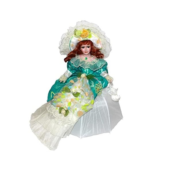 predolo Poupée en Porcelaine Faite à La Main avec Support, Figurine de Dame en Céramique de 45 Cm, Cadeau pour Enfants, Colle