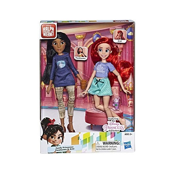 Disney Princess Ralph Breaks The Internet Movie Dolls, Ariel & Pocahontas Dolls with Comfy Clothes & Accessories