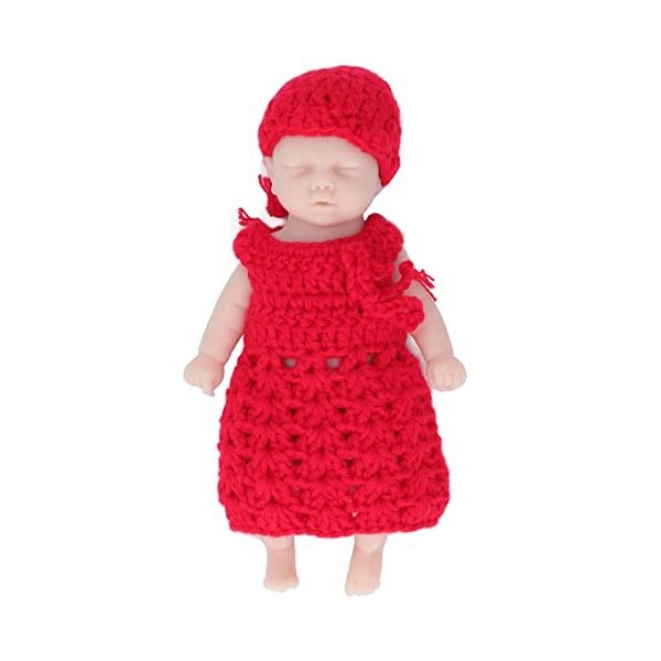 Dilwe Poupée de Simulation, Poupée de Simulation en Silicone de 15,2 Cm avec Pull Rouge avec Sac de Rangement pour Enfants de