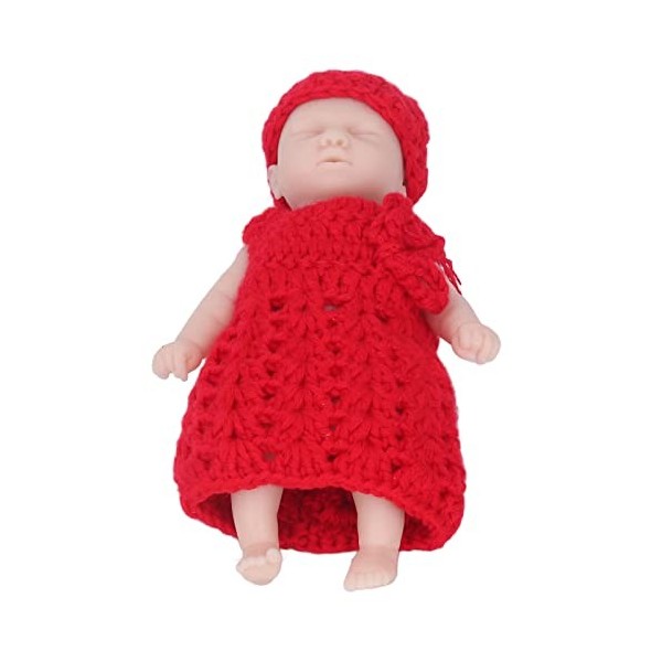 Dilwe Poupée de Simulation, Poupée de Simulation en Silicone de 15,2 Cm avec Pull Rouge avec Sac de Rangement pour Enfants de